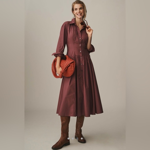 By Anthropologie Drop Waist midi shirt dress - Picture 7 of 14